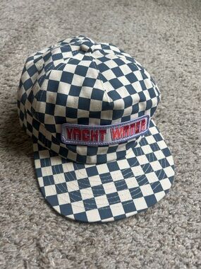 Yacht Water Checkerboard Hat in Blue & Cream